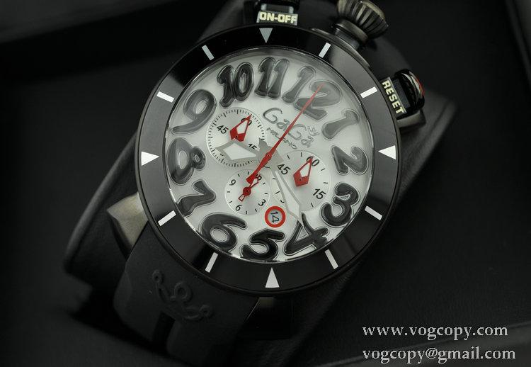 GaGaMILANO ガガミラノ腕時計 日本製クオーツ　6針 ブラック ベルト 日付表示