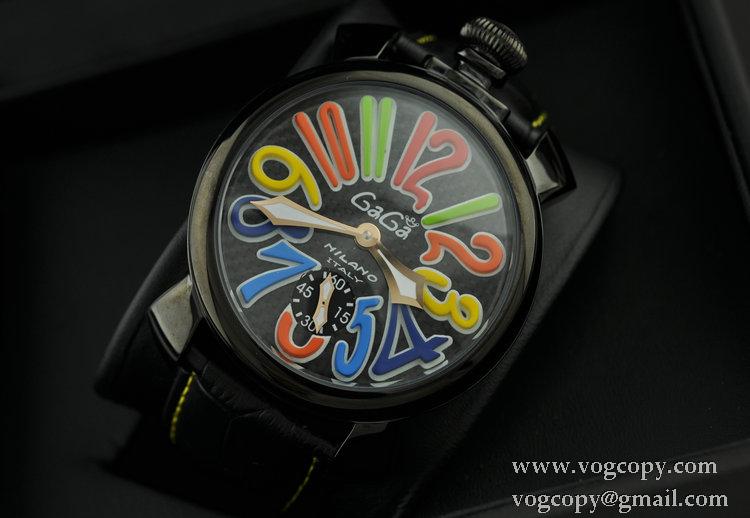 ガガミラノ腕時計 GaGaMILANO ブラック文字盤　 自動巻き レザー