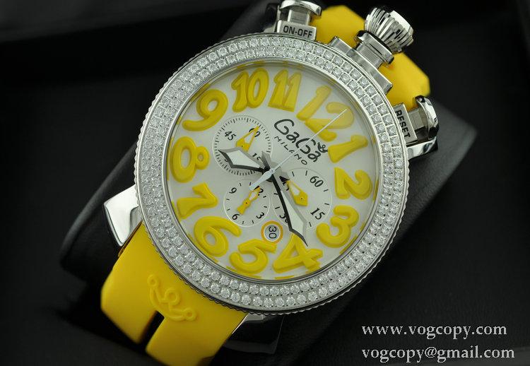 ガガミラノ腕時計GaGaMILANO時計 GaGa MILANO 腕時計 ガガ ミラノ 時計 クロノ ダイヤベゼル　黄色