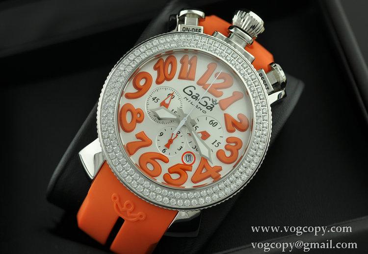 ガガミラノ腕時計GaGaMILANO時計 GaGa MILANO 腕時計 ガガ ミラノ 時計 クロノ ダイヤベゼル オレンジ