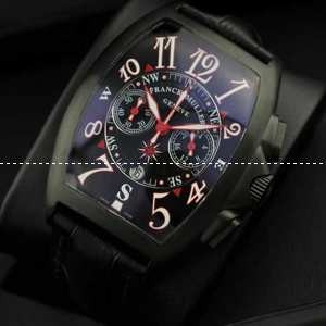 FRANCK MULLER フランクミュラー メンズ腕時計 日本製クオーツ 5針 日付表示 BLACK レザー